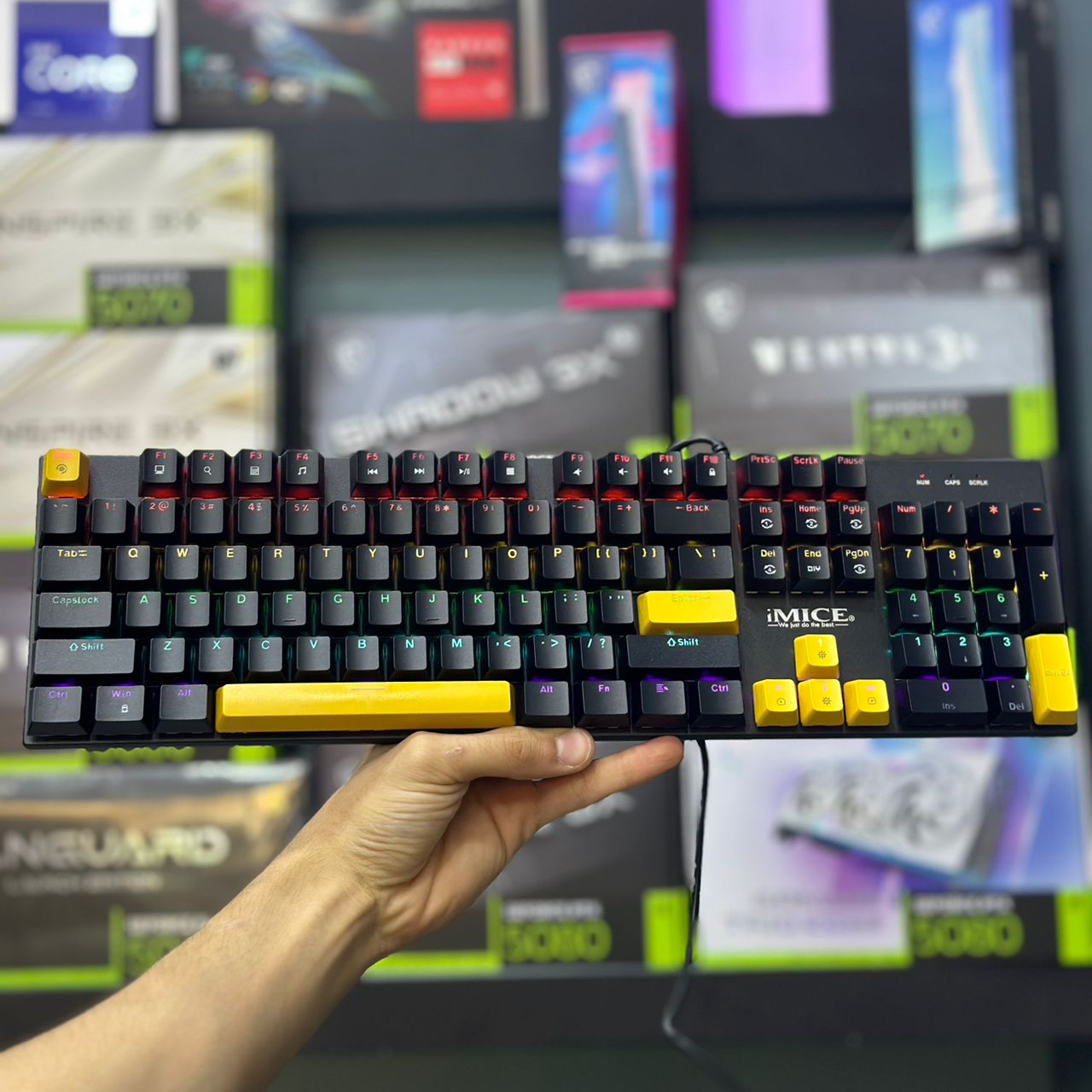 CLAVIER MECANIQUE GAMING IMICE GK-600 BLACK-YELLOW RED_SWITCH RGB